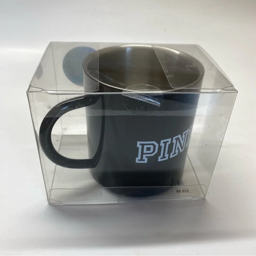 PINK Victoria’s Secret Stainless Camping Coffee Mug Black & White New in Box - Picture 4 of 7